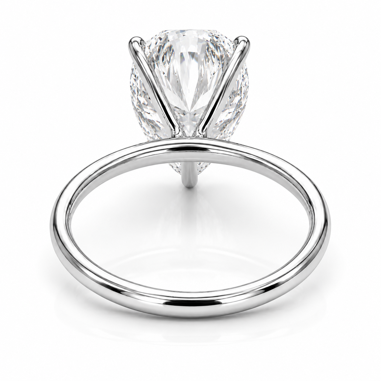 4 Carat Pear Lab Grown Diamond Solitaire Engagement Ring