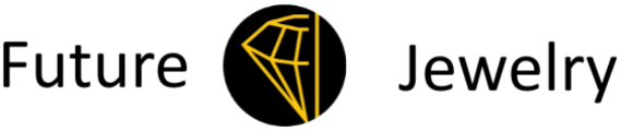 Logo of Future Jewelry with a diamond symbol on a black background