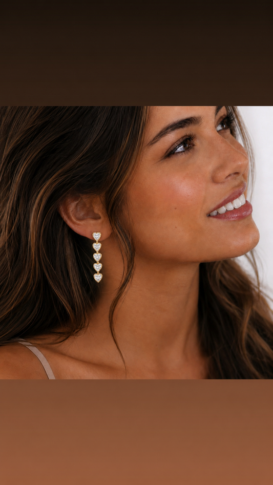 Bezel-set heart-shaped lab grown diamond drop earring in 14K yellow gold by Future Jewelry
