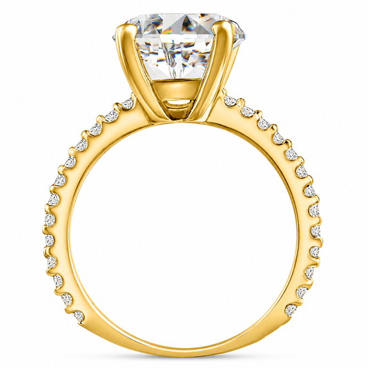 3 Carat Diamond Ring | Round Solitaire Lab Grown Diamond Engagement Ring in 14K Yellow Gold - Future Jewelry