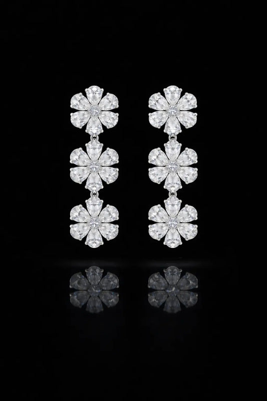 20 Carat Lab Diamond Floral Drop Earrings in Platinum 950 F Color VS1 - Future Jewelry