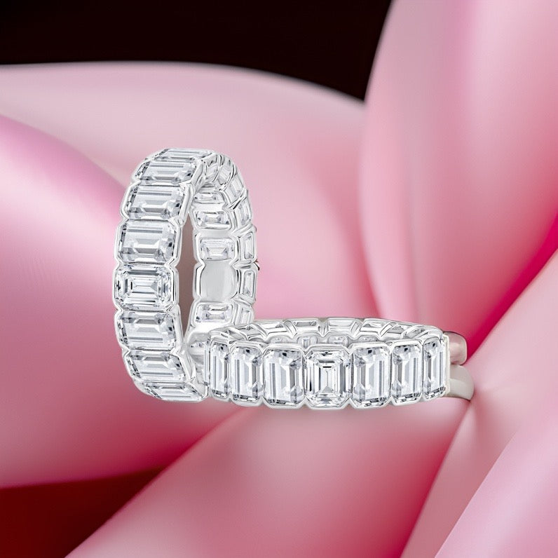 Emerald Cut Diamond Eternity Band Half Bezel 5.00 Carat