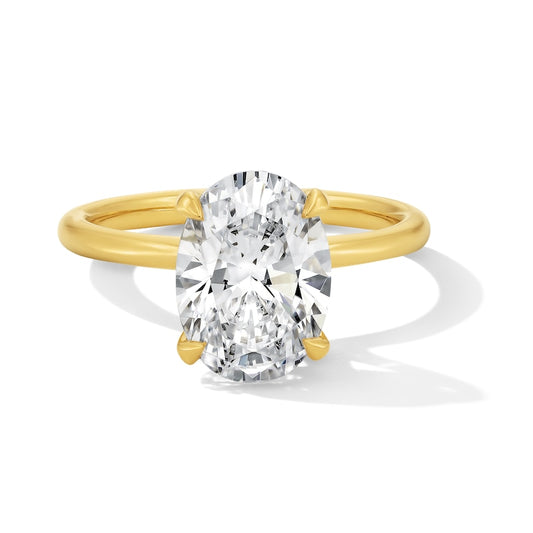 3 Carat Oval Lab Diamond Ring in 14k Yellow Gold