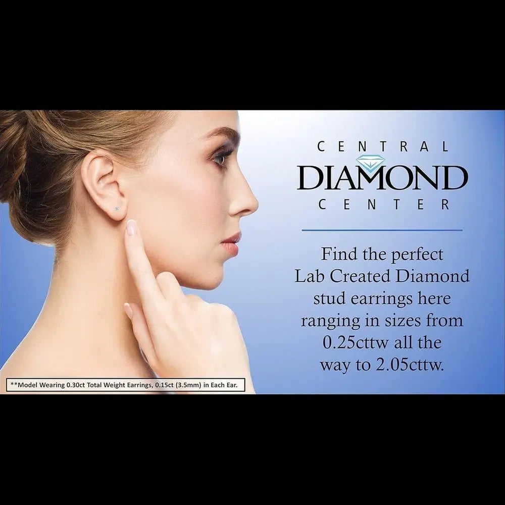 Central Diamond Center Threaded or Friction Backs Round & Princess CVD Lab - grown Diamond Stud Earrings 14K solid Gold - Future Jewelry