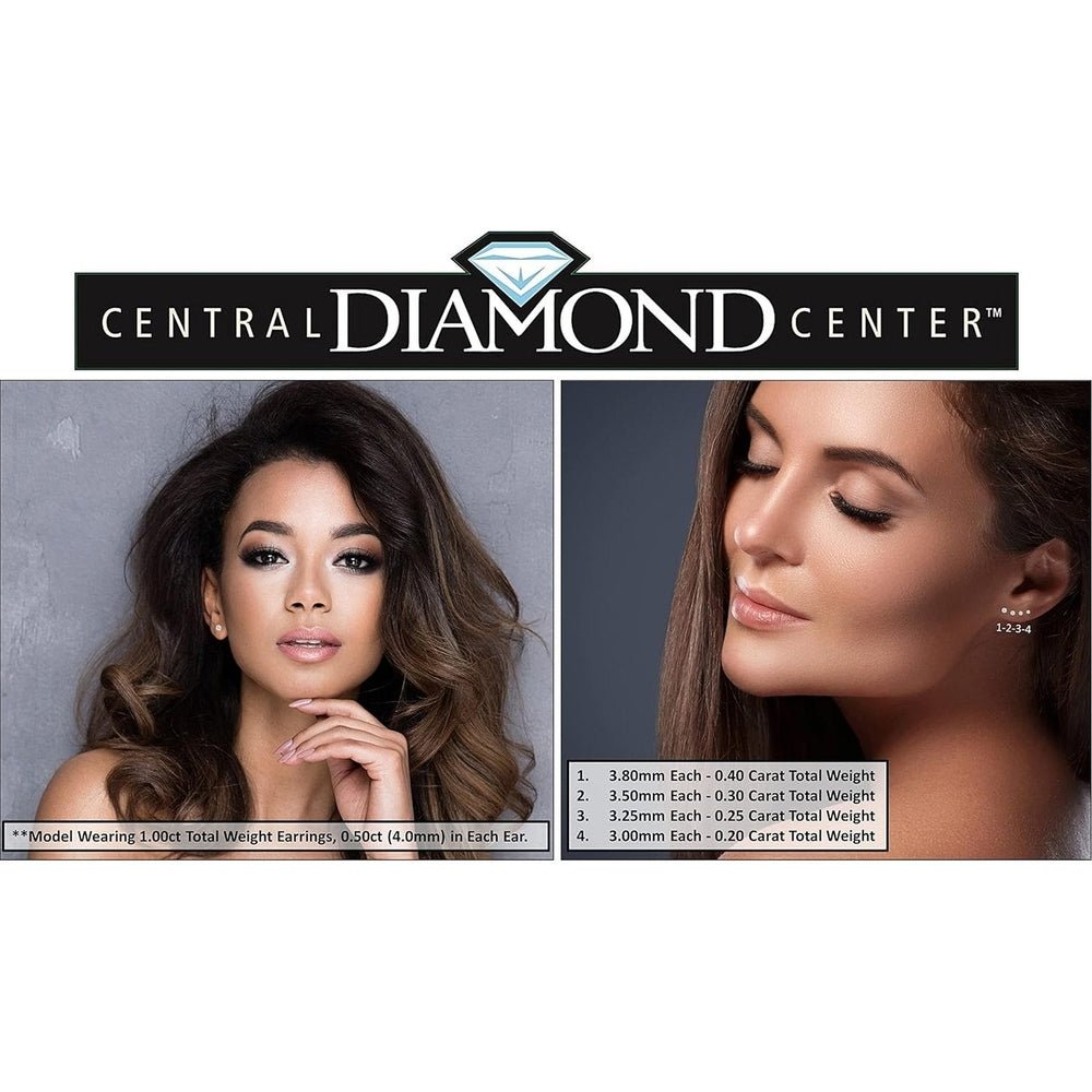 Central Diamond Center Threaded or Friction Backs Round & Princess CVD Lab - grown Diamond Stud Earrings 14K solid Gold - Future Jewelry