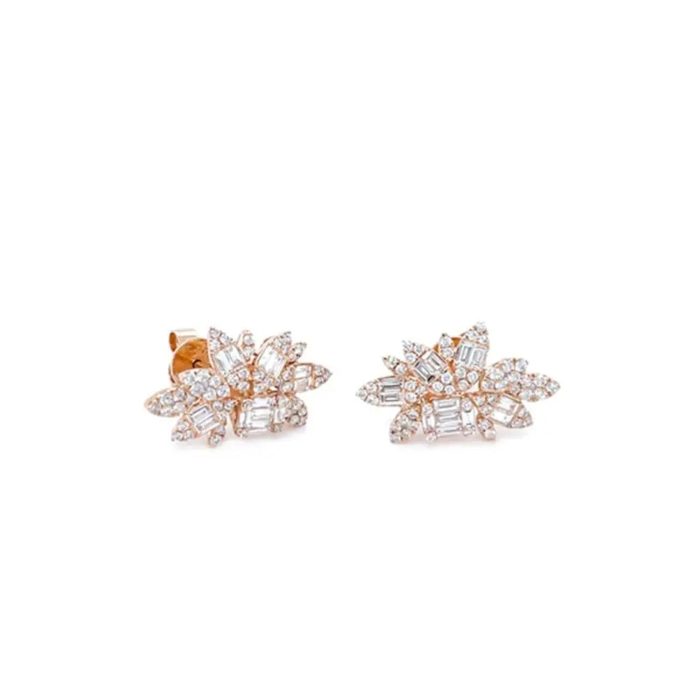 Cluster LG Diamond Stud Earrings in 14K Yellow, White, or Rose Gold
