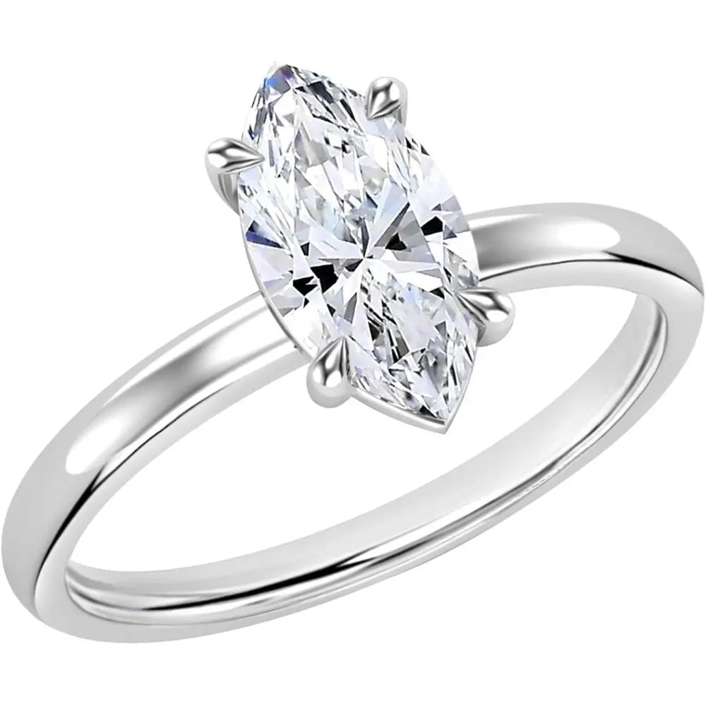 Collection IGI Certified 2.00 Carat (cttw) Marquise Cut Lab Grown White Diamond Solitaire Engagement Ring for Women in 14K Solid Gold - Future Jewelry