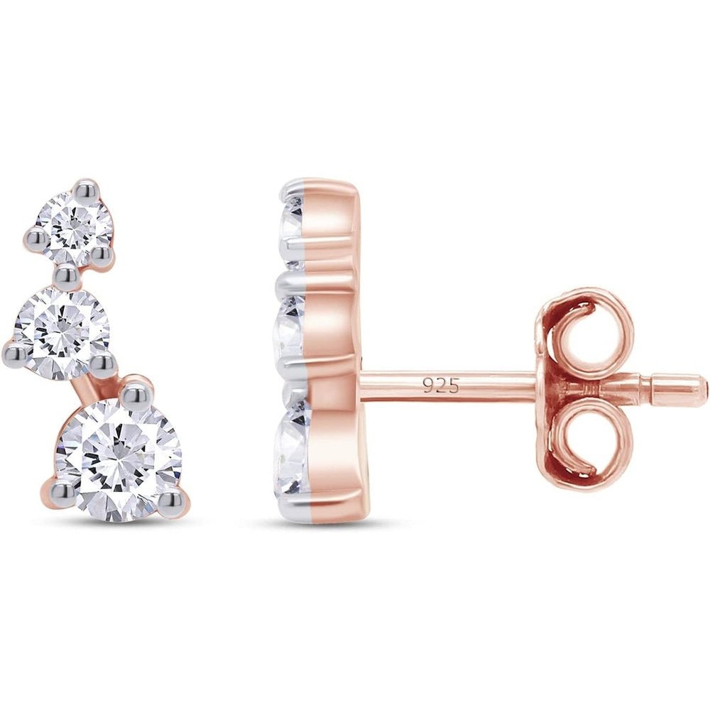 Crawler Stud Earrings, D - E Color & Lab Grown Diamond, 18K Gold or 14k or Silver, Hypoallergenic, Jewelry Box Packed - Future Jewelry