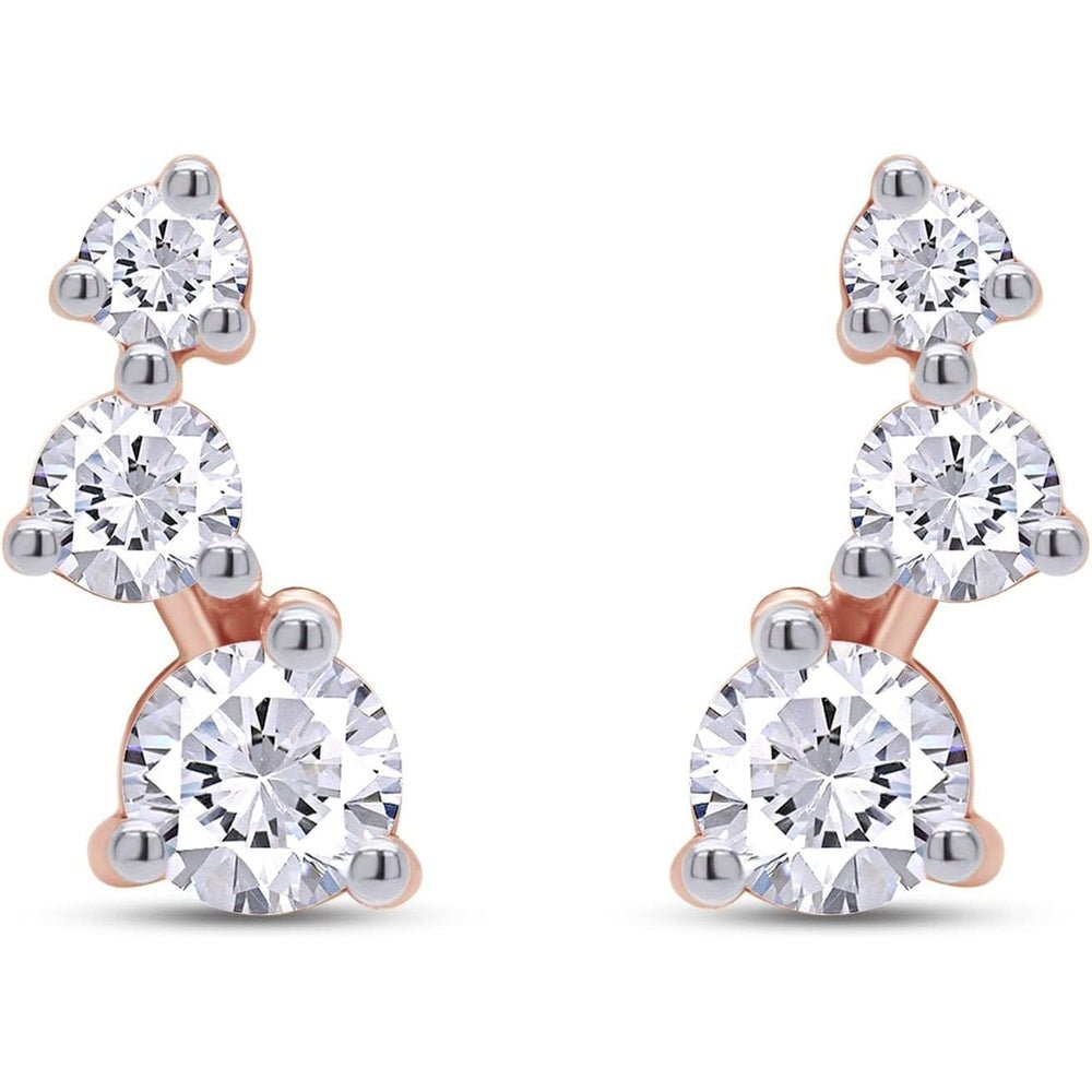 Crawler Stud Earrings, D - E Color & Lab Grown Diamond, 18K Gold or 14k or Silver, Hypoallergenic, Jewelry Box Packed - Future Jewelry