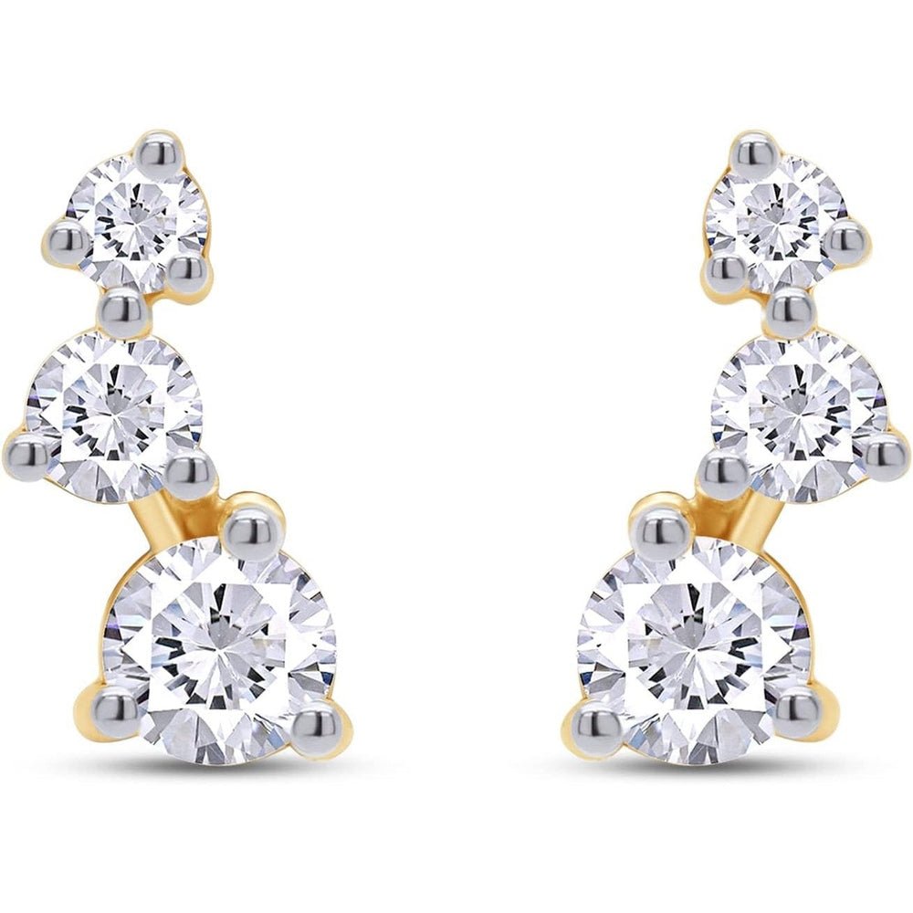 Crawler Stud Earrings, D - E Color & Lab Grown Diamond, 18K Gold or 14k or Silver, Hypoallergenic, Jewelry Box Packed - Future Jewelry