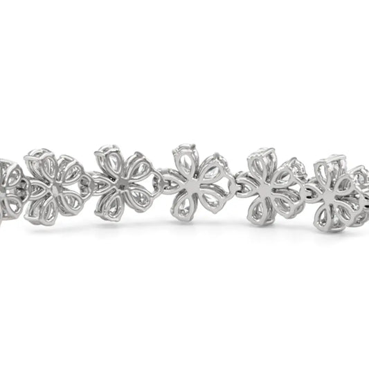 Daisy Lab Grown Diamond Bracelet, close-up of flower links - Future Jewelry