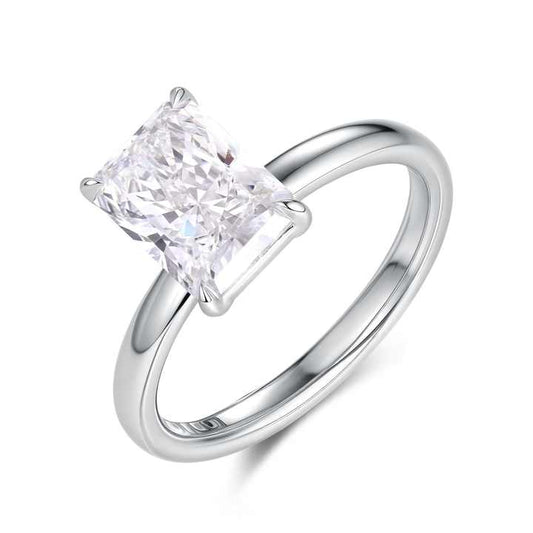 Diamond Engagement Ring in 18K White Gold with Radiant Cut - Future Jewelry