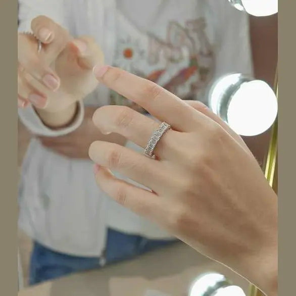 Emerald Cut Lab Grown Diamond Eternity Ring 18K Gold - Future Jewelry