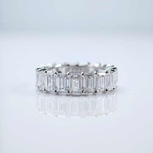 Emerald Cut Lab Grown Diamond Eternity Ring 18K Gold - Future Jewelry
