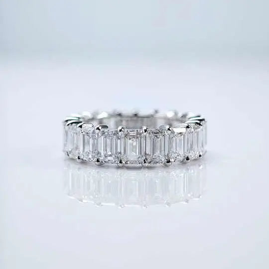 Emerald Cut Lab Grown Diamond Eternity Ring 18K Gold - Future Jewelry