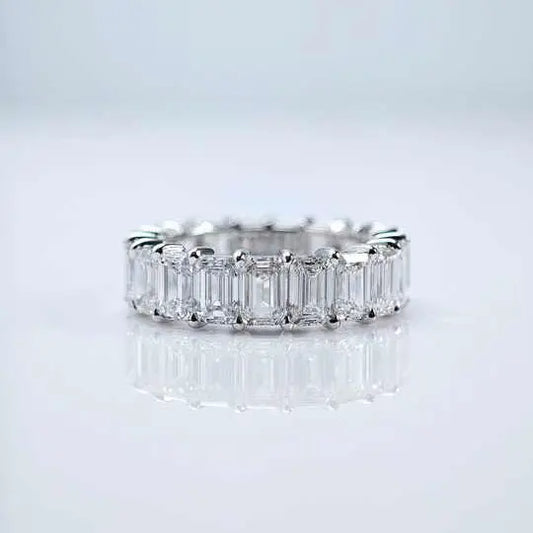 Emerald Cut Lab Grown Diamond Eternity Ring 18K Gold - Future Jewelry