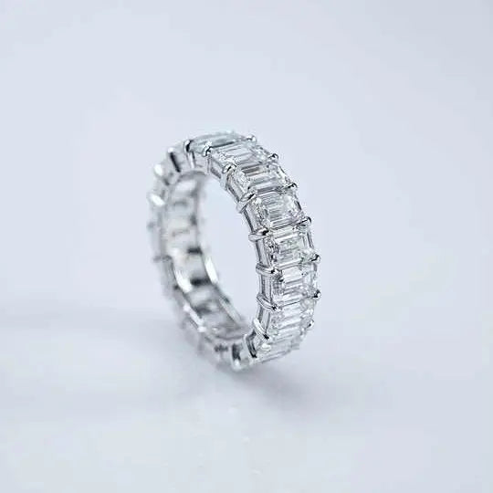 Emerald Cut Lab Grown Diamond Eternity Ring 18K Gold - Future Jewelry