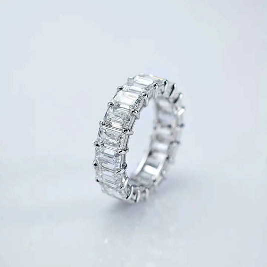 Emerald Cut Lab Grown Diamond Eternity Ring 18K Gold - Future Jewelry