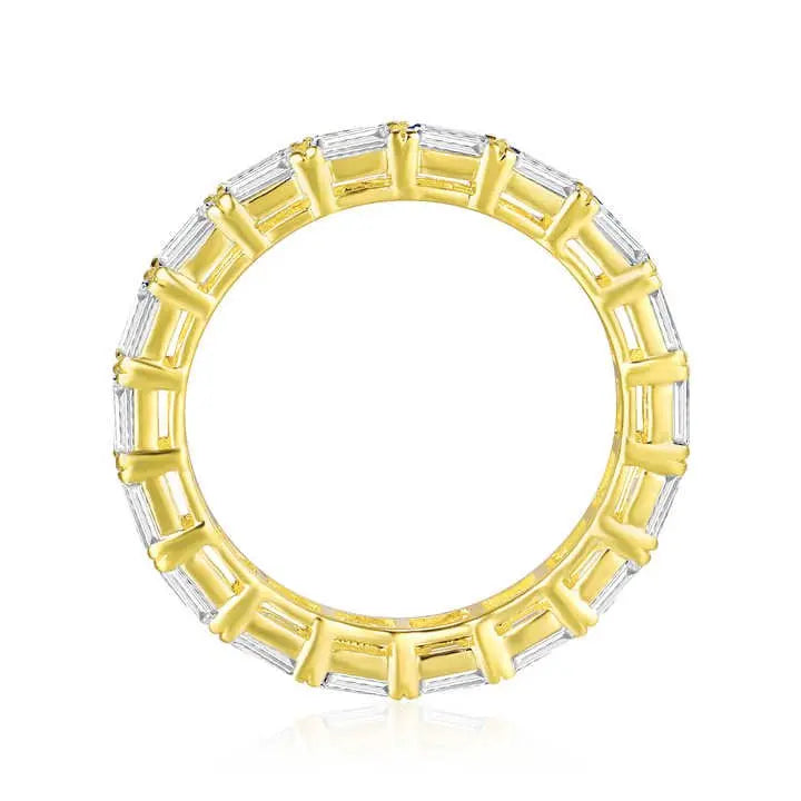 Emerald Cut Lab Grown Diamond Eternity Ring in 18K Yellow Gold - Future Jewelry