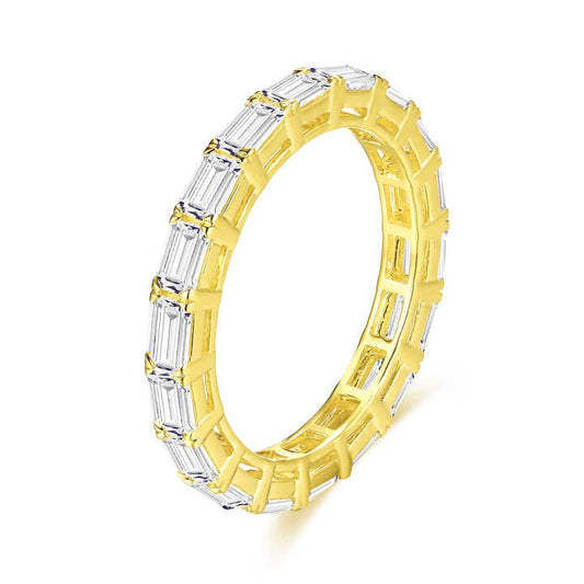 Emerald Cut Lab Grown Diamond Eternity Ring in 18K Yellow Gold - Future Jewelry