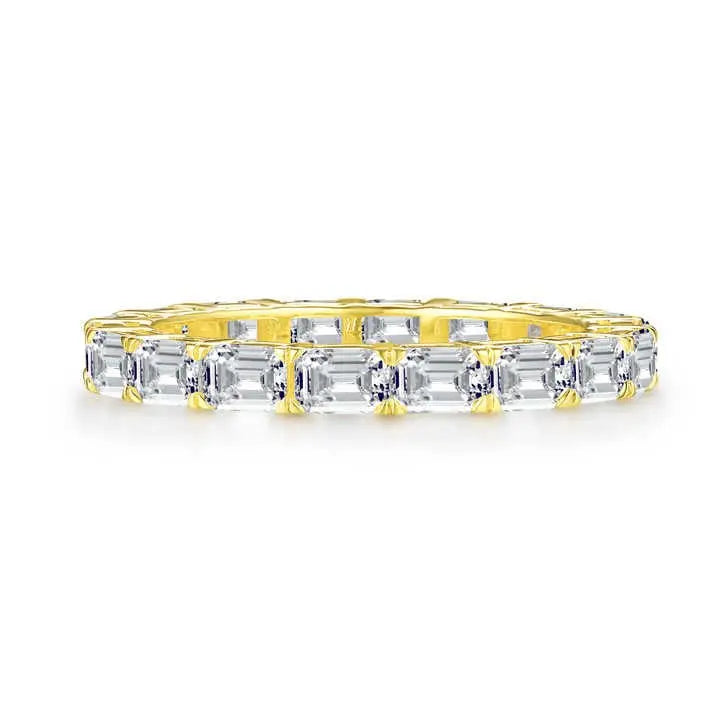 Emerald Cut Lab Grown Diamond Eternity Ring in 18K Yellow Gold - Future Jewelry