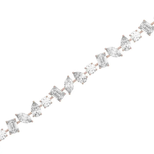Eternal Radiance Round & Emerald Cut LG Diamond Tennis Bracelet – 13 Carat, 18K Rose Gold, Ethical Luxury