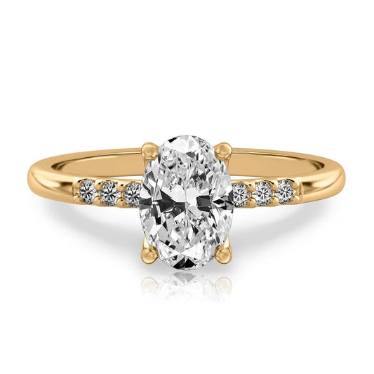 Engagement Oval Cut Diamond Ring IGI GIA Lab Grown 18k Yellow Gold 1.10 Carat - Future Jewelry