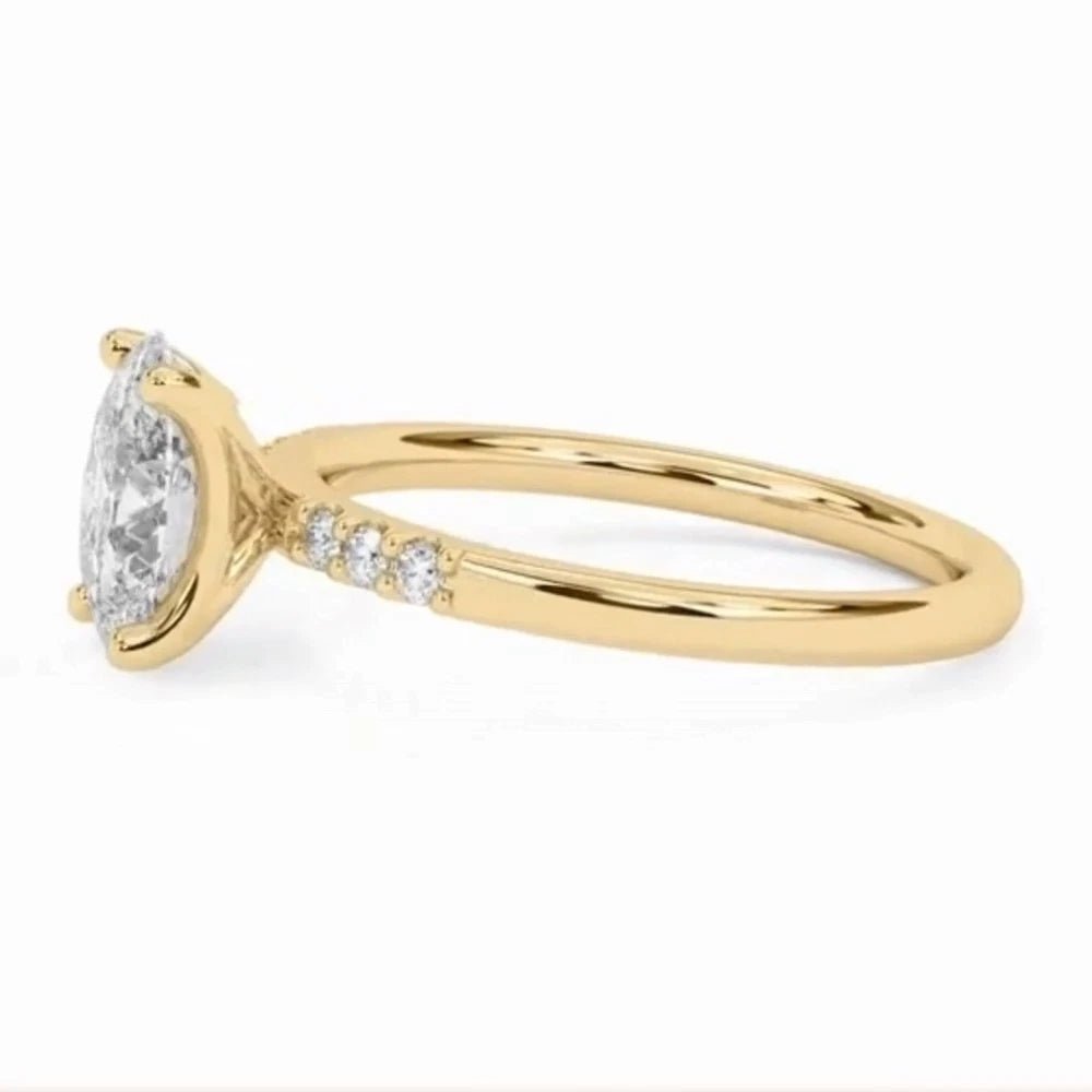 Engagement Oval Cut Diamond Ring IGI GIA Lab Grown 18k Yellow Gold 1.10 Carat - Future Jewelry