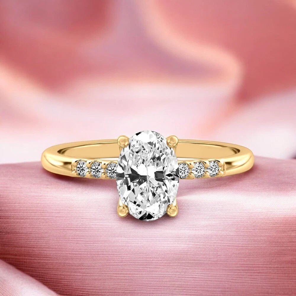 Engagement Oval Cut Diamond Ring IGI GIA Lab Grown 18k Yellow Gold 1.10 Carat - Future Jewelry