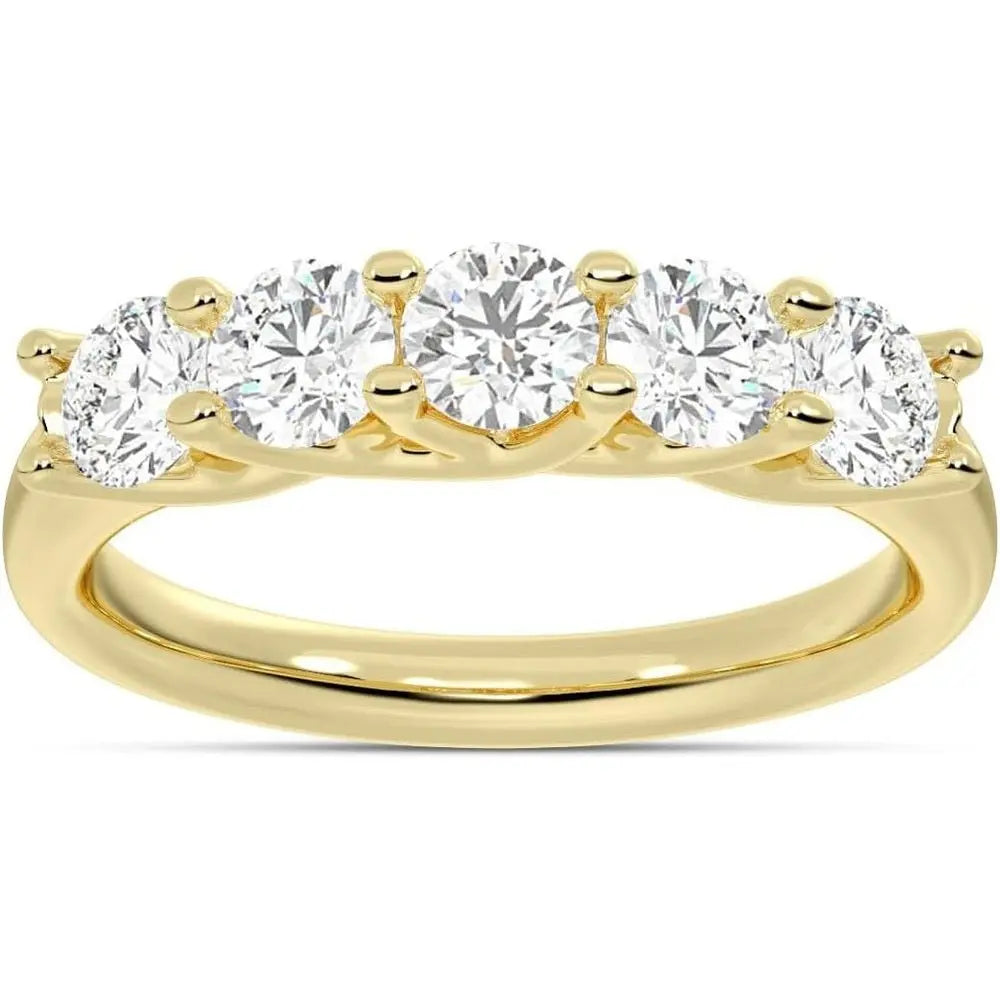 Five Stone Lab Grown Diamond Band in 14K Gold for Women - Future Jewelry