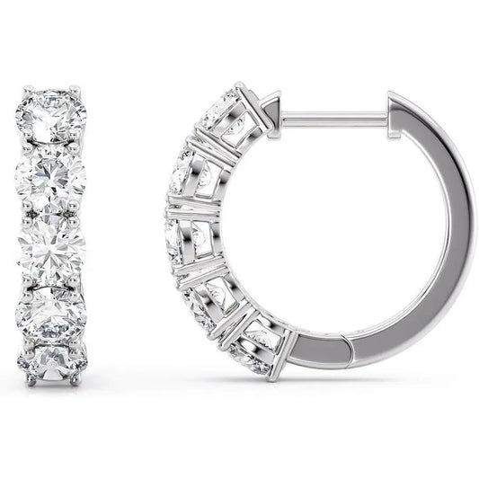 Five - Stone Lab Grown Diamond Hoop Earrings in 14k White Gold - Future Jewelry