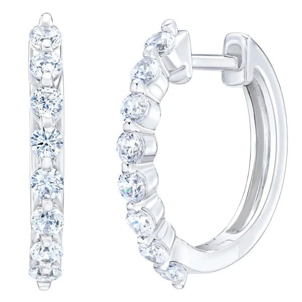 Five - Stone Lab Grown Diamond Hoop Earrings in 14k White Gold - Future Jewelry