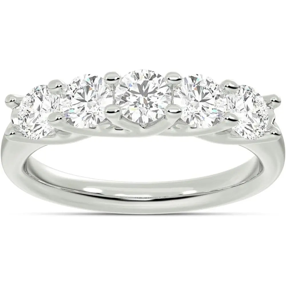 Five Stone Lab Grown Diamond Ring in 14K White Gold - Future Jewelry