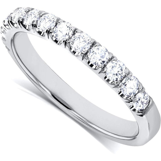 Flame French Pave Lab Grown Diamond Comfort Fit Womens Wedding Band 1/2 CTW 14k White Gold (DEF/VS) - Future Jewelry