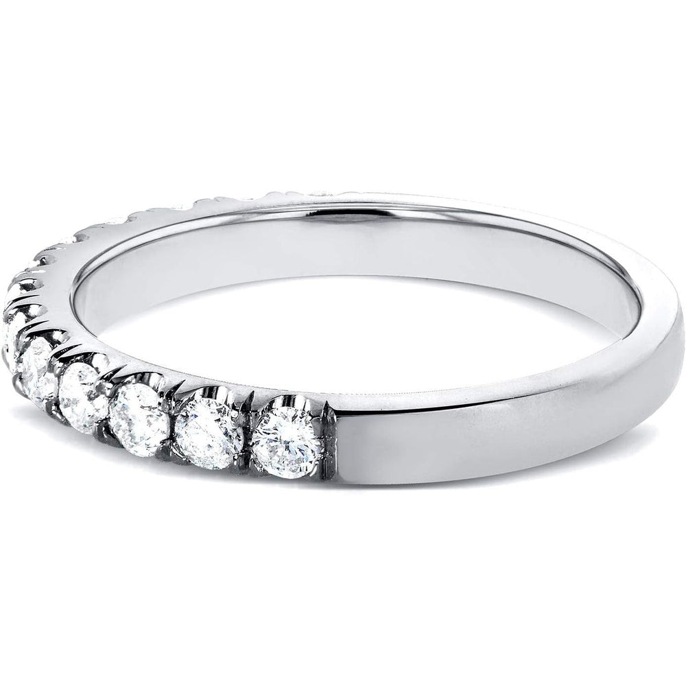 Flame French Pave Lab Grown Diamond Comfort Fit Womens Wedding Band 1/2 CTW 14k White Gold (DEF/VS) - Future Jewelry