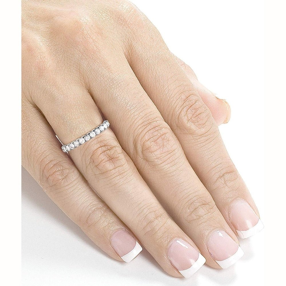 Flame French Pave Lab Grown Diamond Comfort Fit Womens Wedding Band 1/2 CTW 14k White Gold (DEF/VS) - Future Jewelry