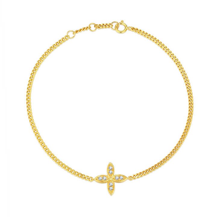 Four Leaf Clover Lab Grown Diamond Bracelet in 18K Gold - Future Jewelry