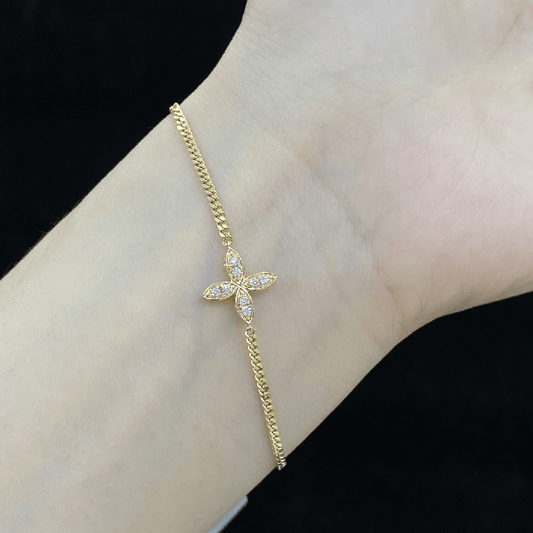 Four Leaf Clover Lab Grown Diamond Bracelet in 18K Gold - Future Jewelry