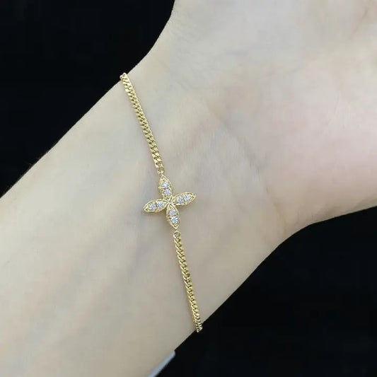 Four Leaf Clover Lab Grown Diamond Bracelet in 18K Gold - Future Jewelry