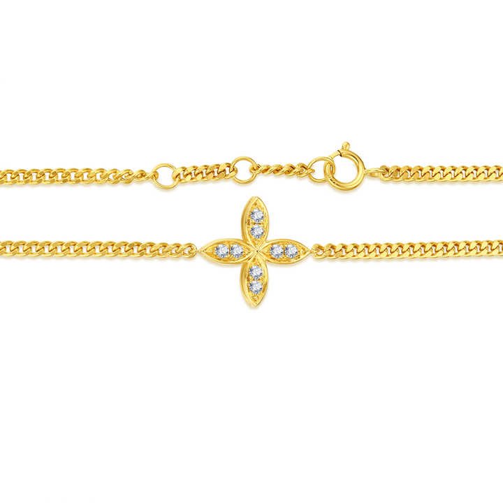 Four Leaf Clover Lab Grown Diamond Bracelet in 18K Gold - Future Jewelry
