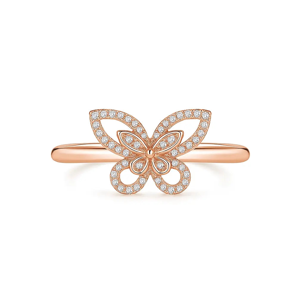 18K White Gold Lab Grown Diamond Butterfly Engagement Ring Future Jewelry
