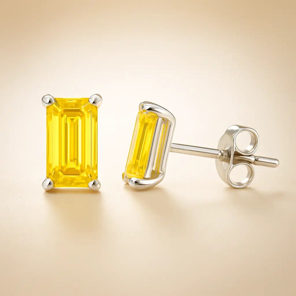 Pear Shaped Lab Yellow Diamond Earrings in 14K White Gold Future Jewelry