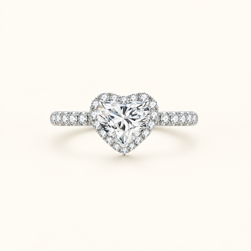 Heart Shape Lab Grown Diamond Ring in 18K White Gold - Future Jewelry