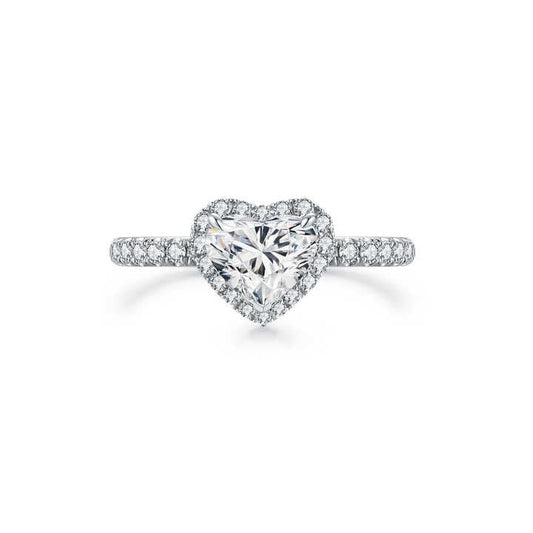 Heart Shape Lab Grown Diamond Ring in 18K White Gold - Future Jewelry
