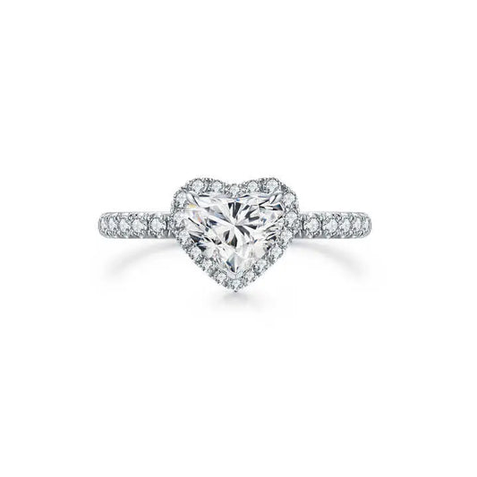 Heart Shape Lab Grown Diamond Ring in 18K White Gold - Future Jewelry