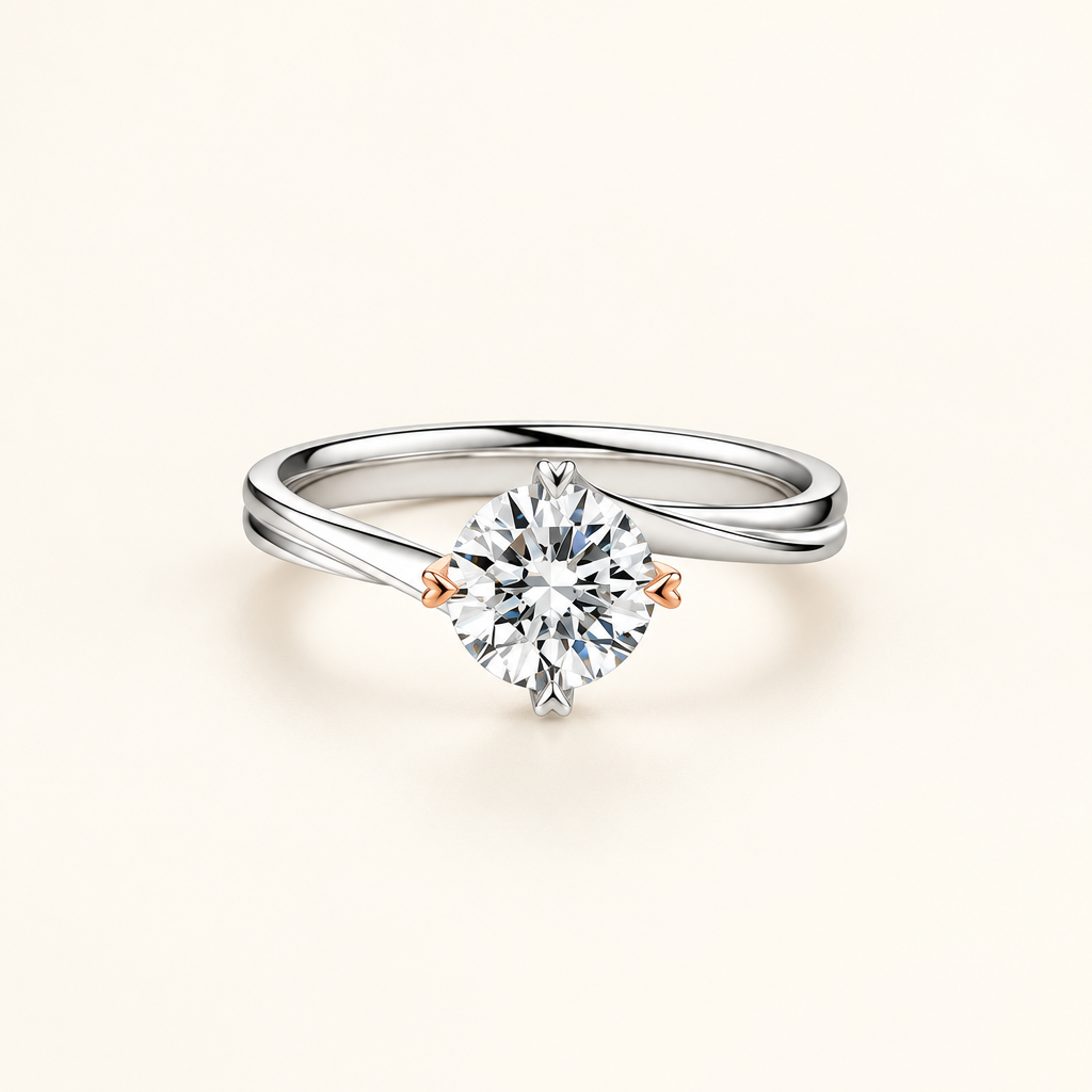 Diamond Engagement Ring for Women in 18K Gold in white and rose gold - Future Jewelry