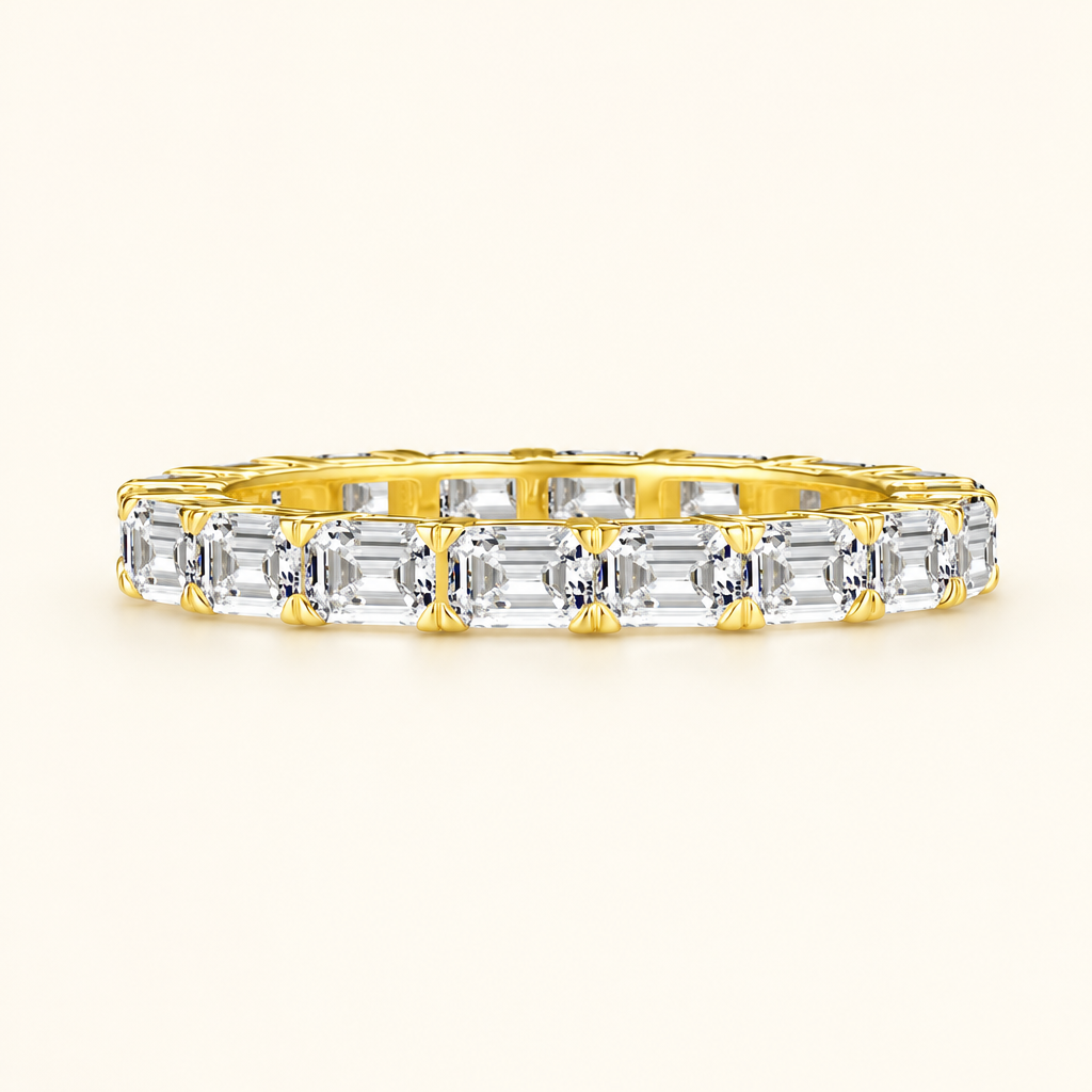 Emerald Cut Lab Grown Diamond Eternity Ring in 18K Yellow Gold - Future Jewelry