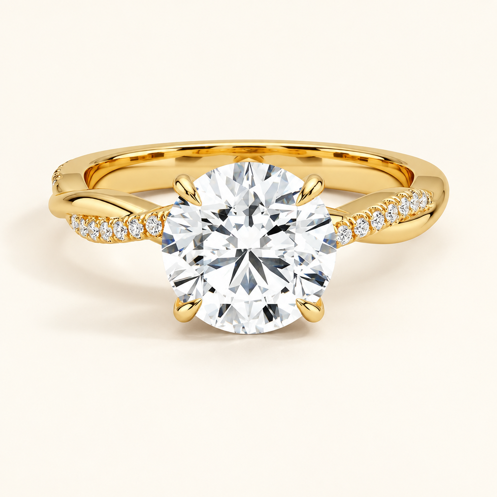 Classic Brilliance Round Diamond Engagement Ring in yellow gold - Future Jewelry