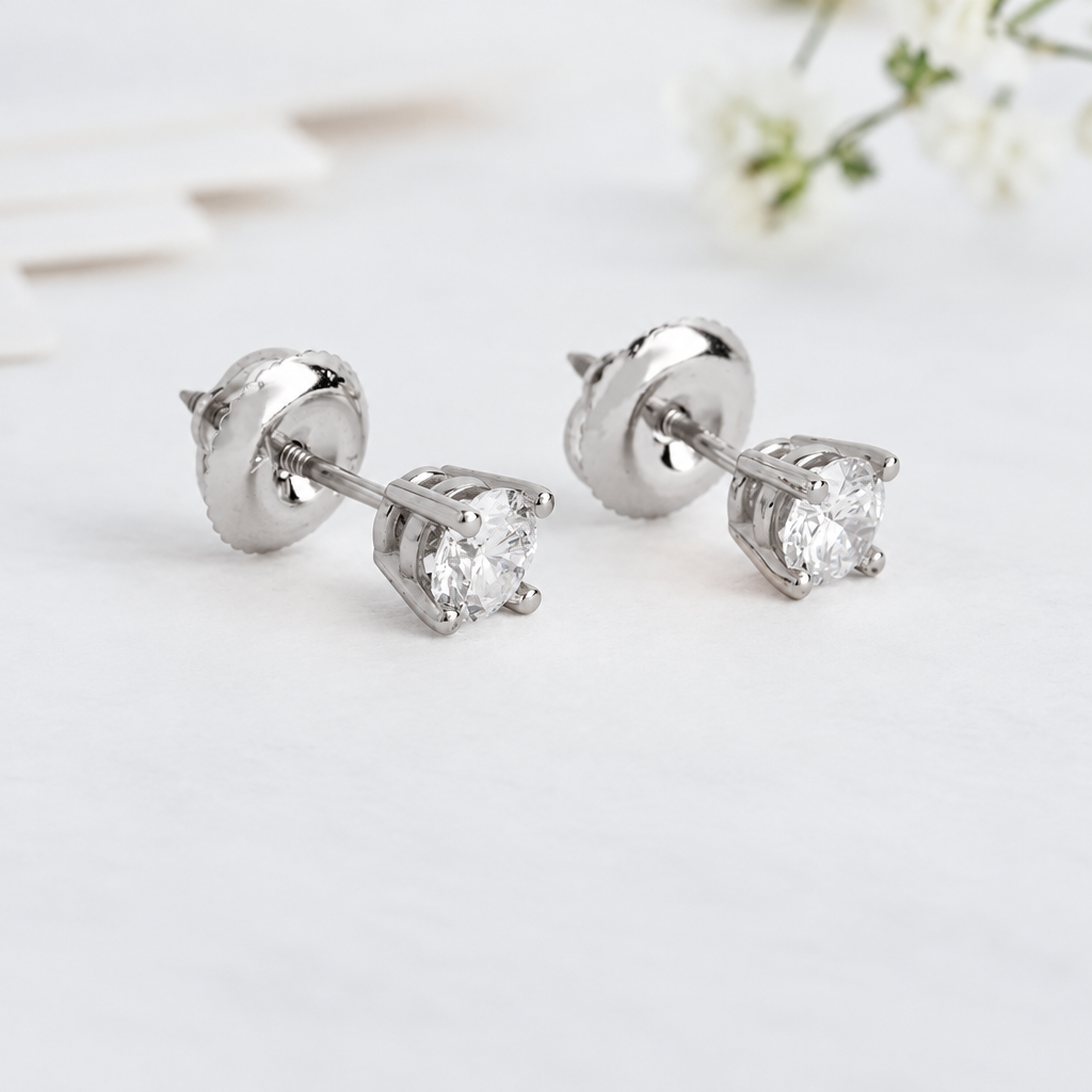 Lab Grown Diamond Stud Earrings IGI Certified in 14K White Gold - Future Jewelry