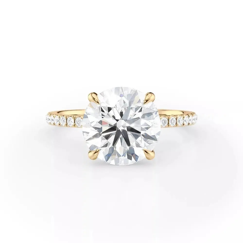 Hidden Halo Diamond Engagement Ring with Pavé Band - Future Jewelry